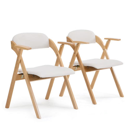 IVV 2-Pack Beechwood Folding Chairs with Cushioned Seat and Backrest, No-Assembly Guest Chairs for Home, Office, or Events (Beige)