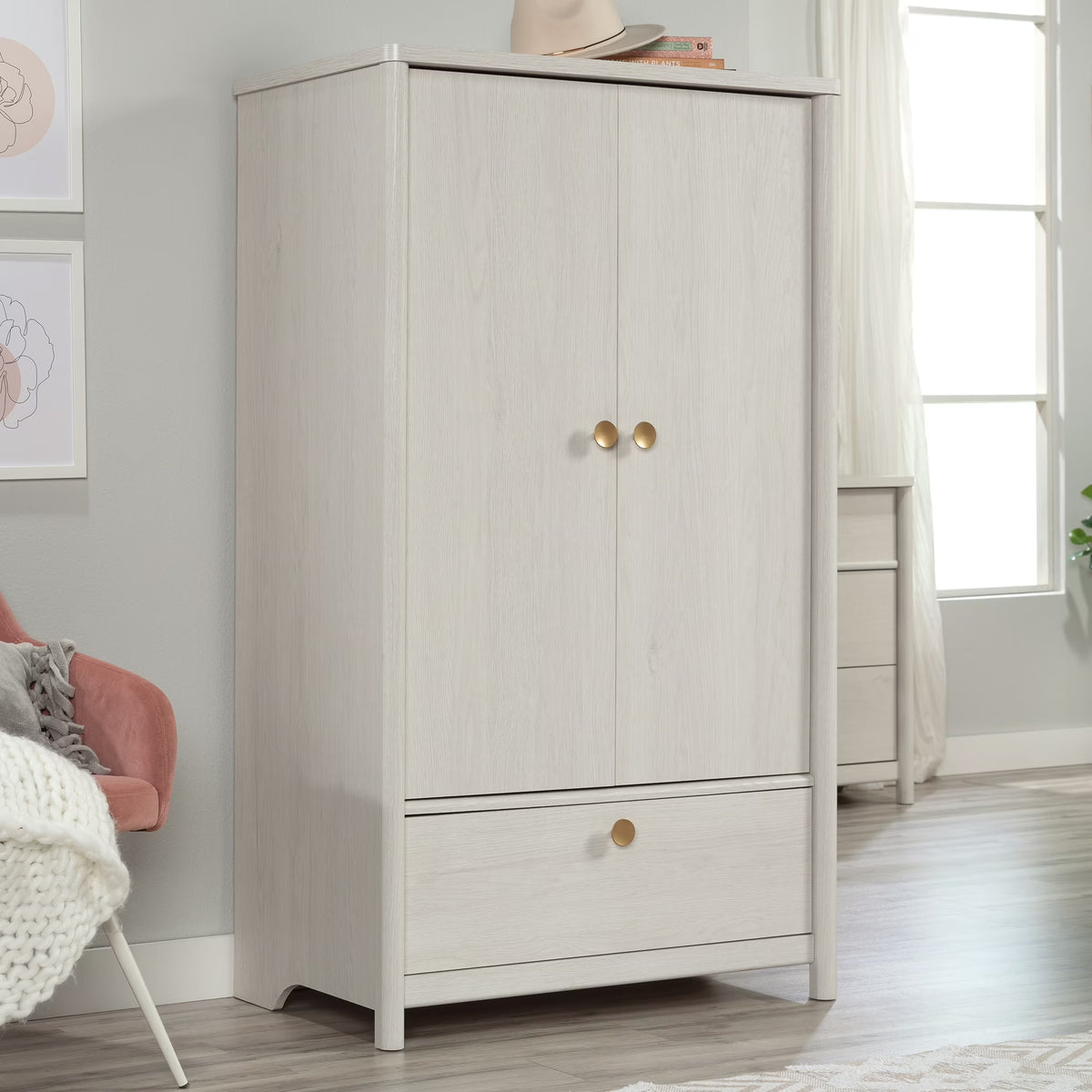 Sauder Dover Edge Armoire, Glacier Oak Finish