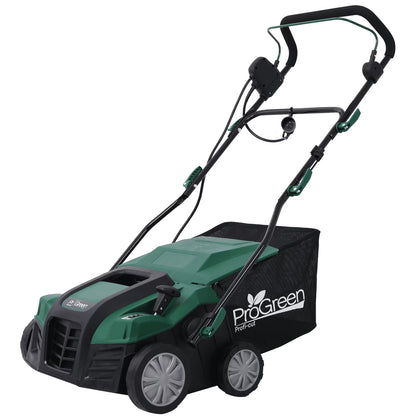 2-in-1 16" Walk Behind Electric Dethatcher Scarifier 15 Amp with Large 58QT Removable Collection Bag for Lawn Yard Garden Care