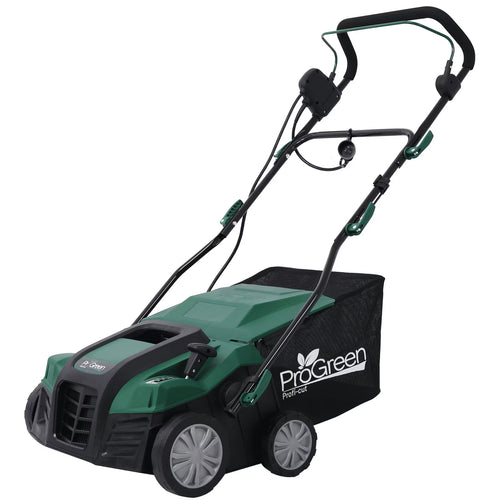 2-in-1 16" Walk Behind Electric Dethatcher Scarifier 15 Amp with Large 58QT Removable Collection Bag for Lawn Yard Garden Care