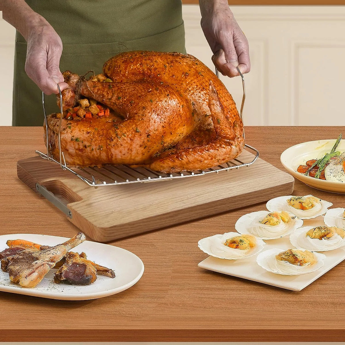18 Quart Electric Roaster Oven, Turkey Roaster Electric, Roaster Oven Buffet, Selfbasting Lid, Removable Pan, Full-Range Temperature Control Cool-Touch Handles, White Body, Black Lid