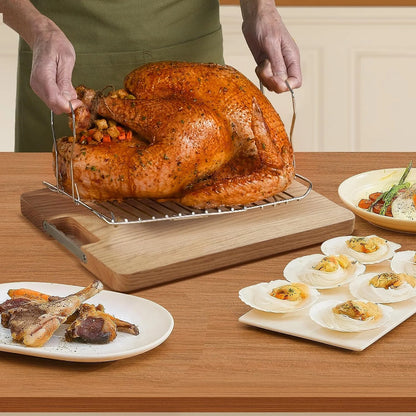 18 Quart Electric Roaster Oven, Turkey Roaster Electric, Roaster Oven Buffet, Selfbasting Lid, Removable Pan, Full-Range Temperature Control Cool-Touch Handles, White Body, Black Lid