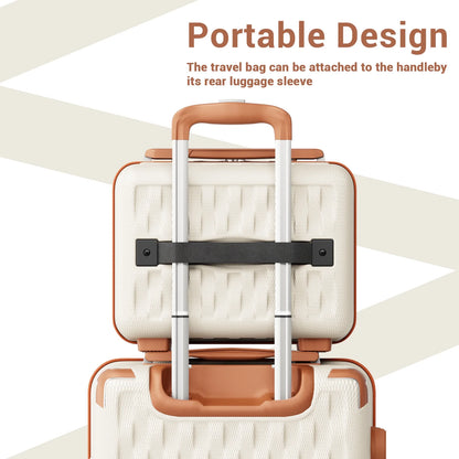 Melalenia - 7 Luggage Sets ABS Hardside Spinner Luggage -With Spinner Wheels and TSA Lock-White
