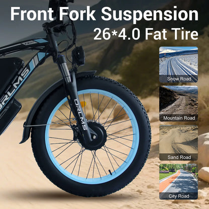 60V 25AH Battery Electric Bike for Adults,5000W Peak Dual Motor Ebike,AWD 21-Speed 50MPH Mountain Snow E-Bike with 26" x 4.0 Fat Tire, Long Range Mountain Dirt Bike for Off-Road Snow Sand