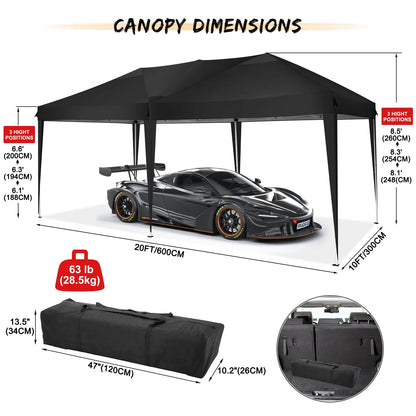 SANOPY 10'x10' EZ Pop Up Canopy Tent Outdoor Party Instant Shelter Portable Folding Beach Canopy with 4 Sandbag & Carrying Bag, Black