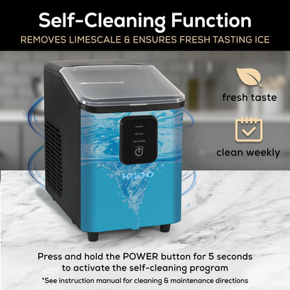Igloo Self-Cleaning Countertop Ice Maker - Compact and Portable - Creates 26 lbs. Per Day, 8 Pieces Ready Every 7-8 Minutes - Includes Ice Scoop and Basket - Aqua