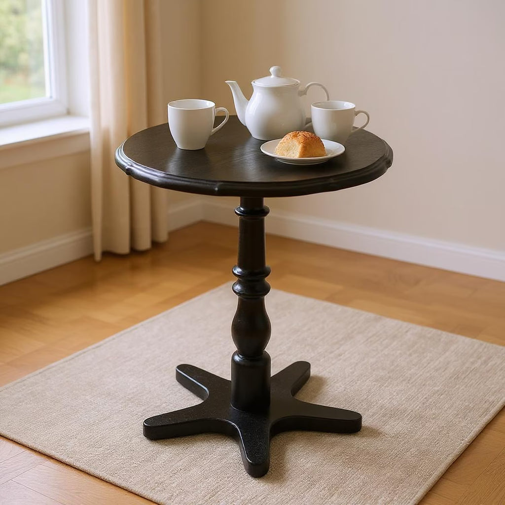 Homy Casa Round Pedestal Dining Table for Small Kitchen or Breakfast Nook, Walnut