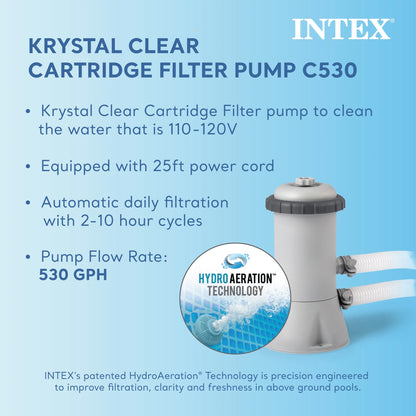 Intex 12 Ft x 30 Inches Metal Frame Set Above Ground Swimming Pool with Filter & Cover