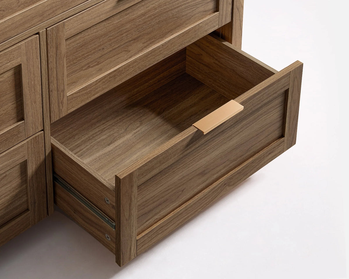 ARKANTOS Wooden 6 Drawer Double Dressers, Wide Chests of Drawers for Bedroom, Natural Oak
