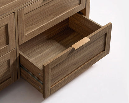 ARKANTOS Wooden 6 Drawer Double Dressers, Wide Chests of Drawers for Bedroom, Natural Oak