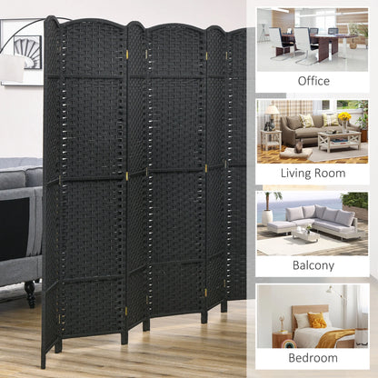HOMCOM 4 Panel Room Divider Freestanding Folding Privacy Screen Nature Wood