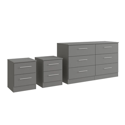Kappesberg Foster Gray 3-Piece Bedroom Set �C 6-Drawer Dresser and 2 Nightstands, 50.2"W
