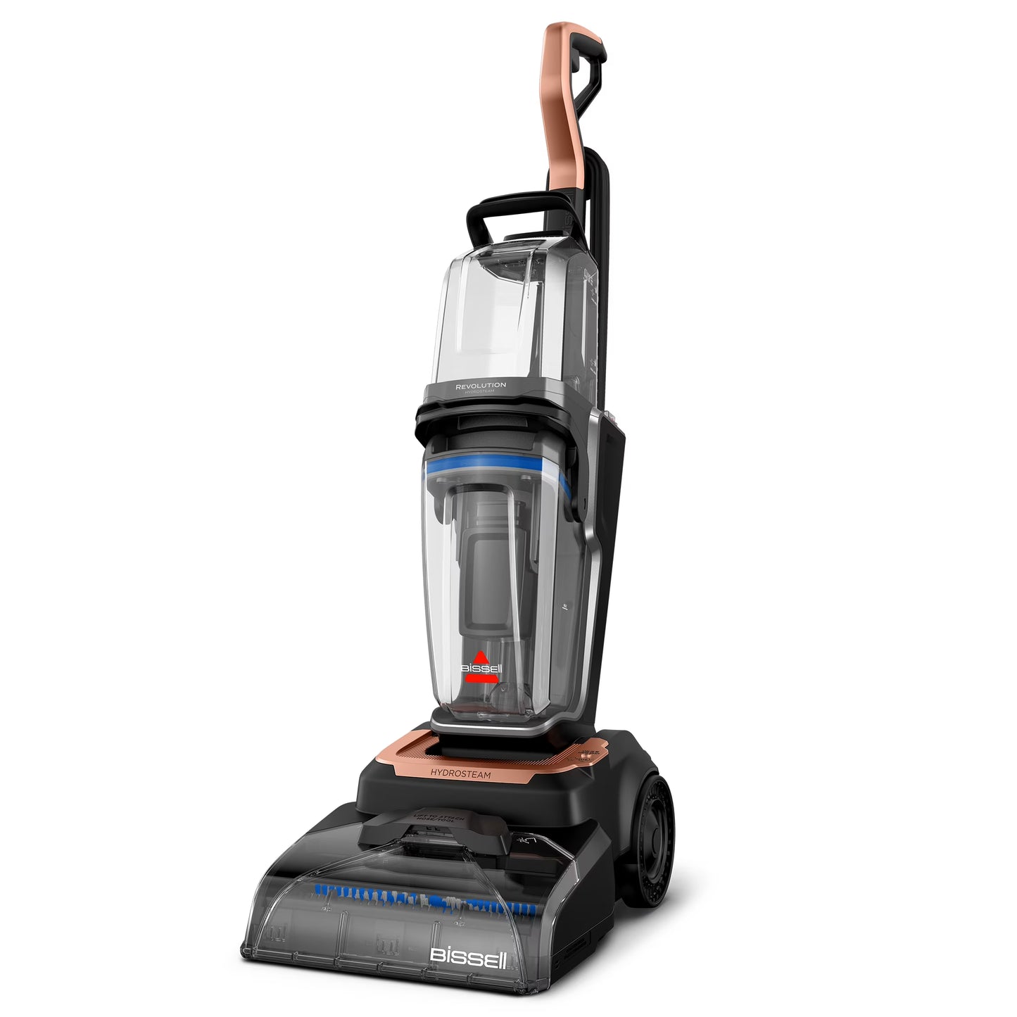 BISSELL Revolution HydroSteam Upright Deep Cleaner, Carpet Cleaner, HydrosSteam Technology, 7 Foot Hose, 4" Self-Cleaning Tough Stain Tool, 4117, Black & Copper