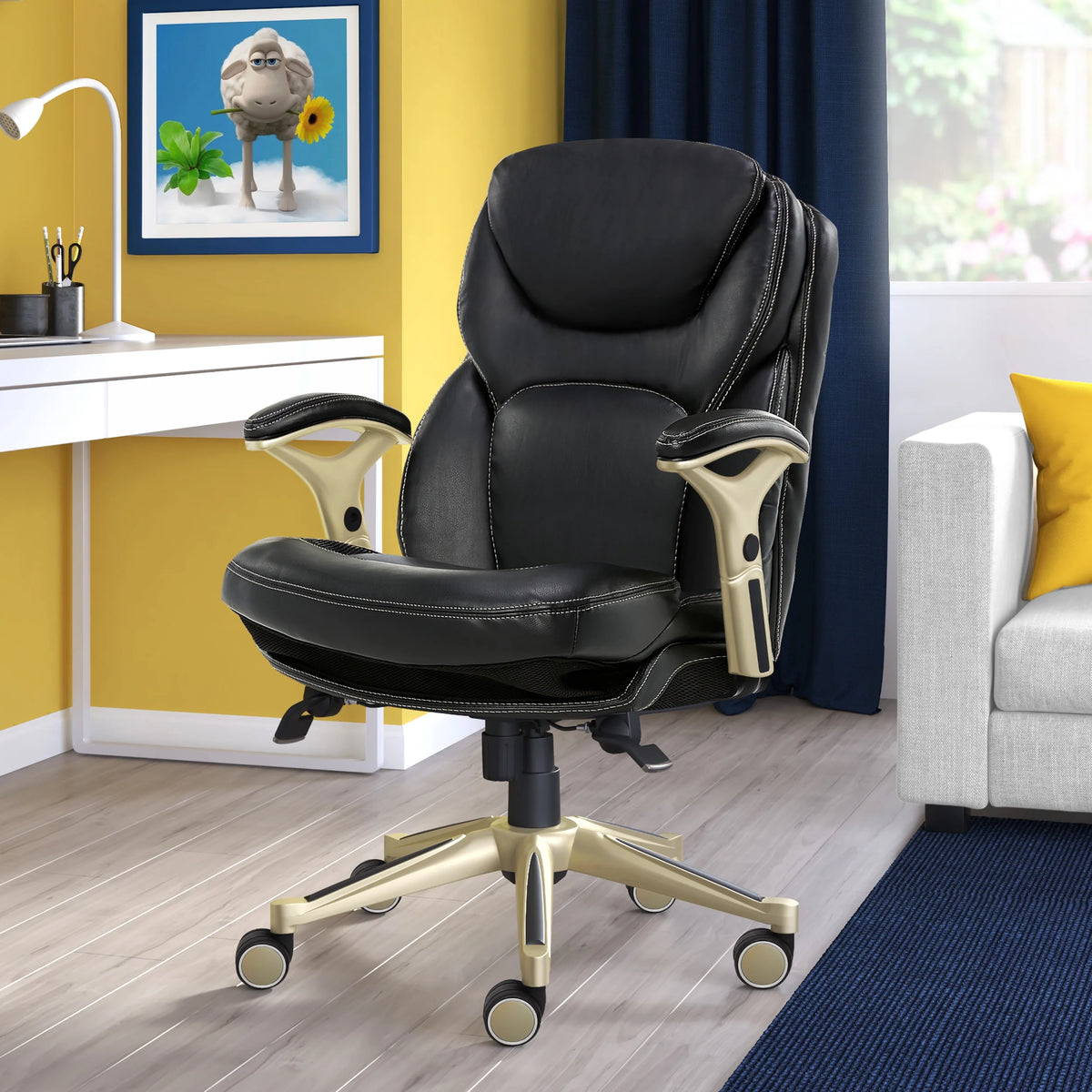 Serta Back in Motion Technology Fabric Executive Office Chair, Light Gray