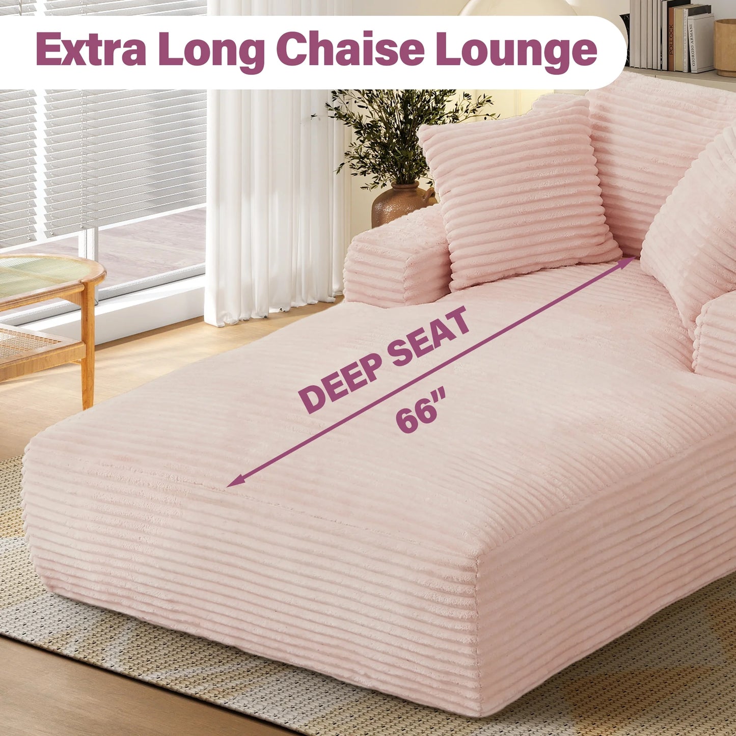 Aukfa 78.7" Extra Long Chaise Lounge Sofa, Oversized Upholstered Couch with 3 Pillows for Indoor Living Room/Bedroom,Orange