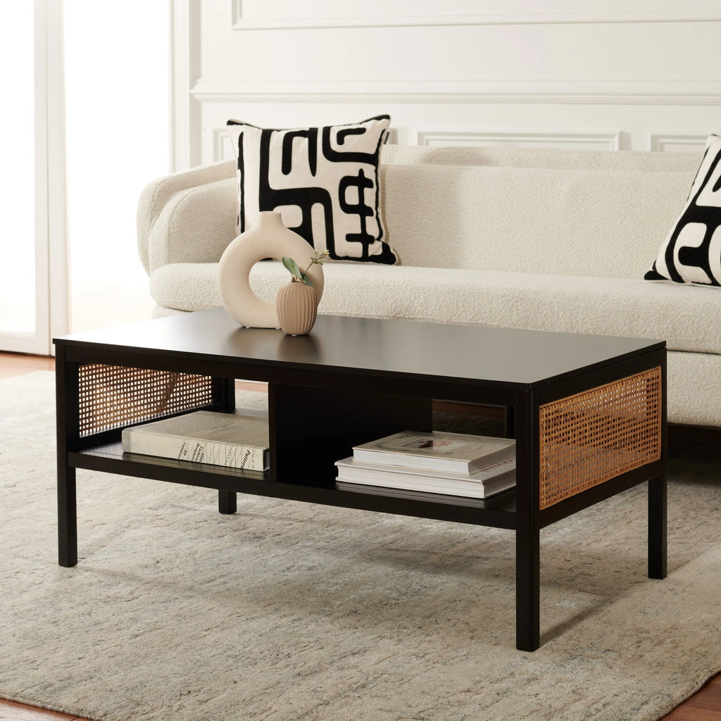 SAFAVIEH Miya Solid 2 Shelf Coffee Table Wood, Natural