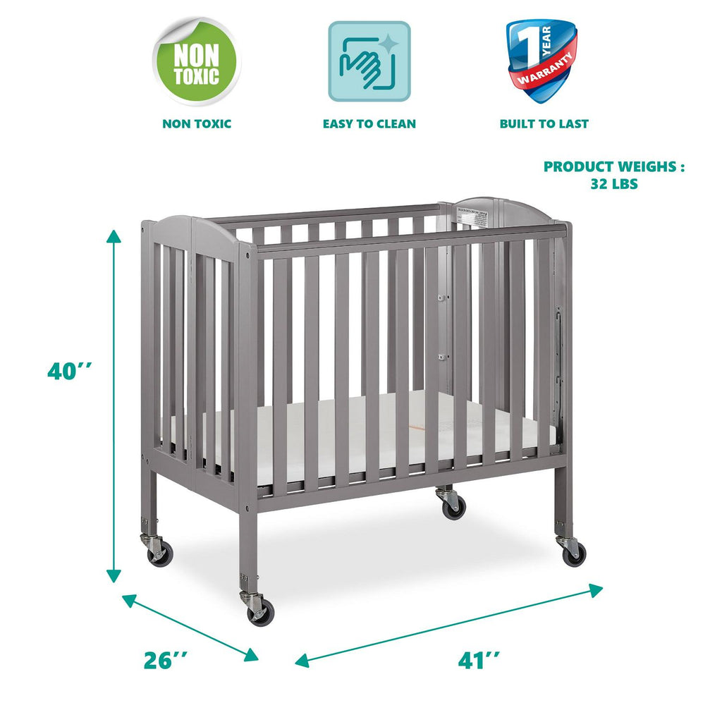 Dream On Me 3-in-1 Portable Crib Gray