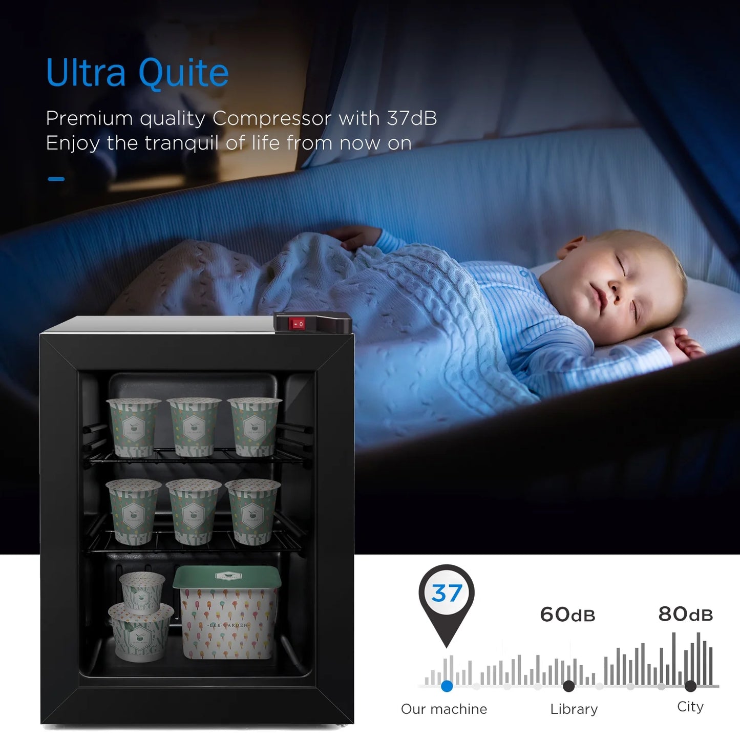 Northair 2.1 Cu Ft Countertop Display Glass Door Freezer with LED Light Perfect for  Ice Cream  at POS