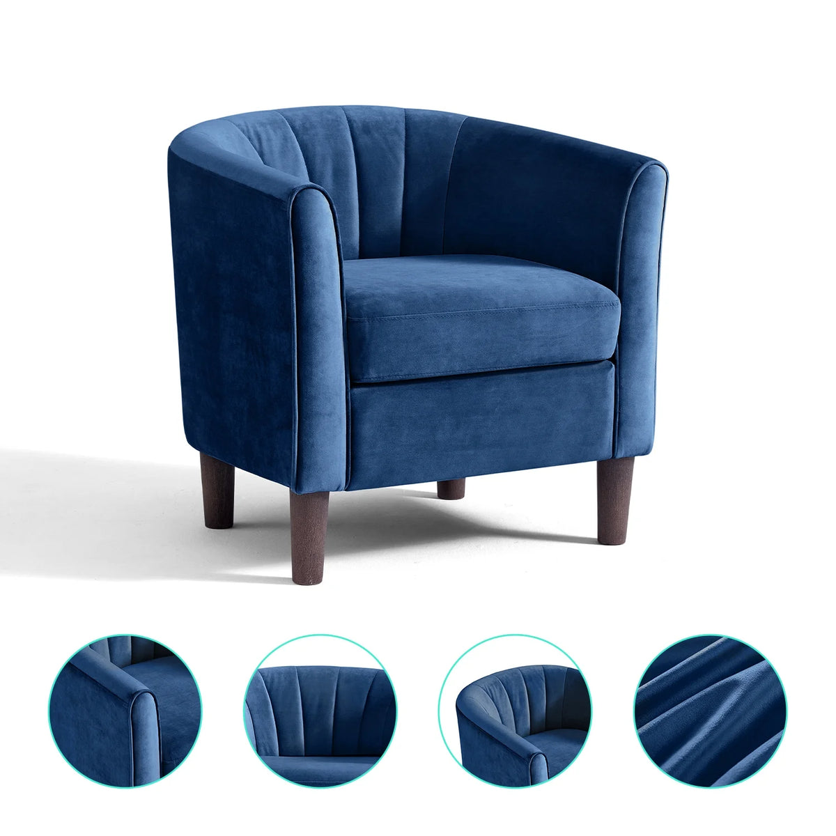 LINSY HOME Accent Chair Set of 2, Velvet Accent Chair with Ottoman for Living Room, Blue