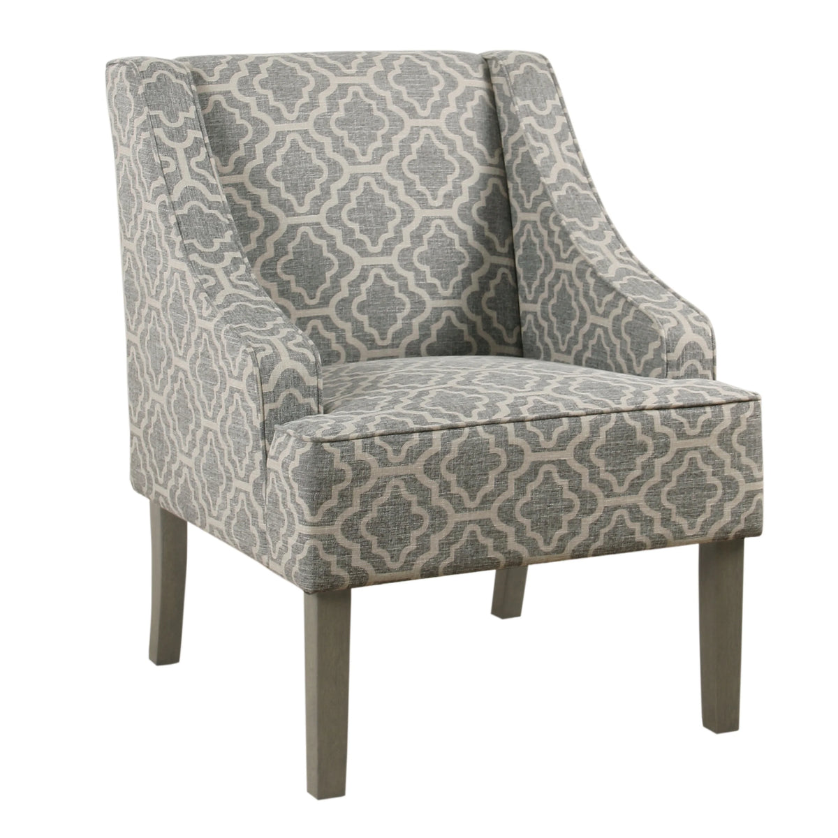 HomePop Classic Swoop Accent Chair - Blue and White Damask