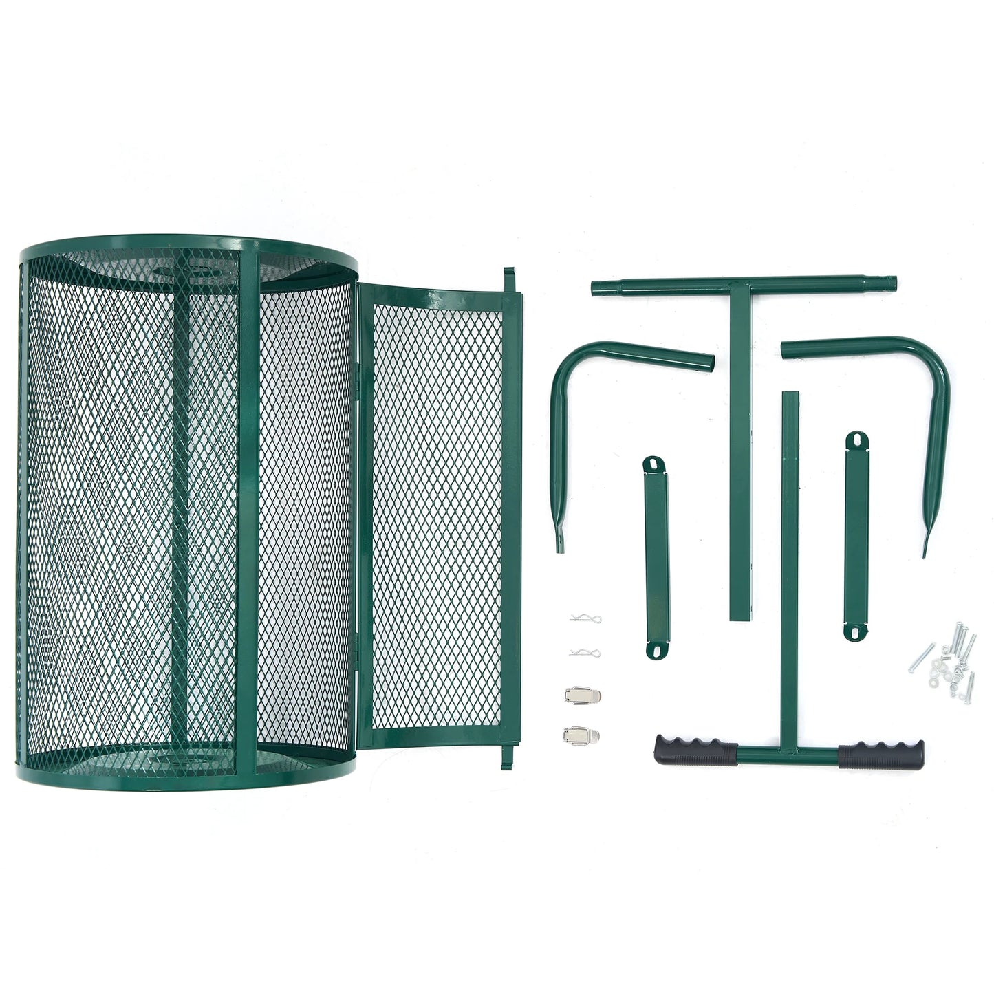 MUCHANT 24" Compost Spreader, Heavy-Duty Metal Mesh Spreader with Adjustable Handle for Lawn, Green