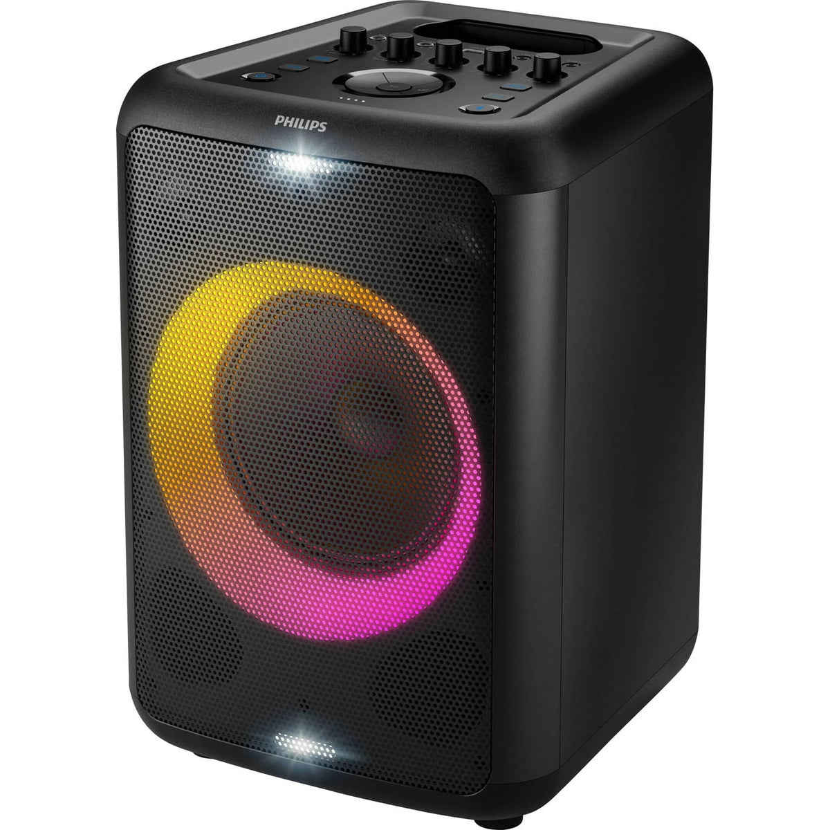 Philips X3206 Portable Bluetooth Party Speaker with Party Lights and Built-in Carry Handle, Medium Size, Black, TAX3206