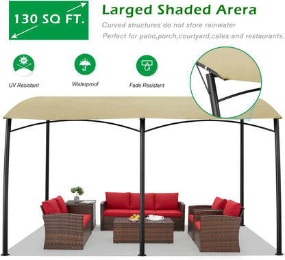 AECOJOY 13'x10' Outdoor Wall Mounted Gazebo, Outdoor Pergola-Beige