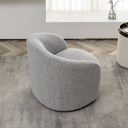 34" W Mid Century Modern Swivel Barrel Chair, Round Upholstered Boucle Swivel Accent Chairs, No Assembly Sofa Chair for Living Room Bedroom Reading Apartment Lounge Nursery(Cream)