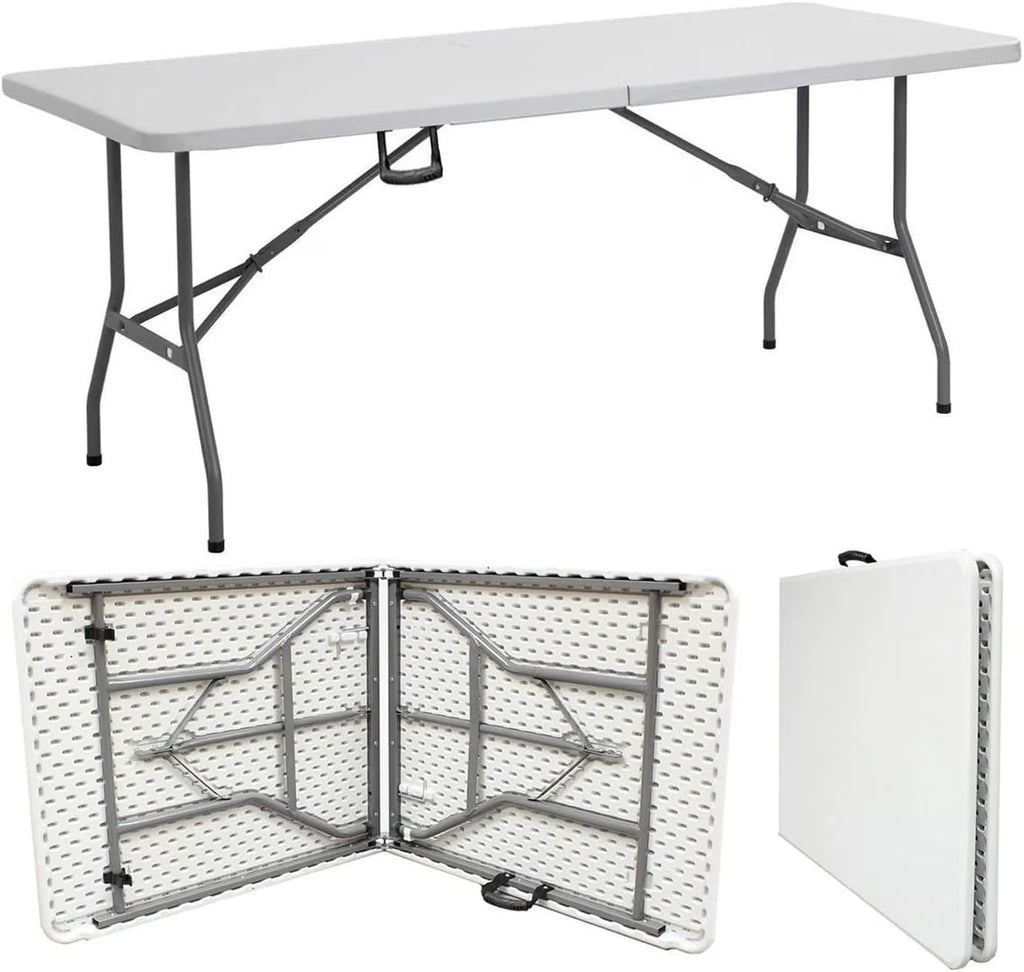 Amazing for less 8ft Folding Table White Plastic Portable Long Foldable Tables Indoor Outdoor Party Picnic Camping Fold Table 8 Foot (4ft, 6ft, 8ft)