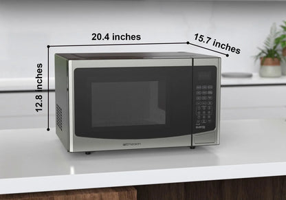 Emerson 1.2 Cu Ft, 1000W Stainless Steel Countertop Microwave Oven with Inverter Technology, Touch Control, MWI1212SS