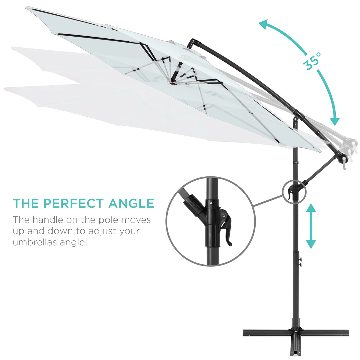 Best Choice Products 10ft Offset Hanging Outdoor Market Patio Umbrella w/ Easy Tilt Adjustment - Tan