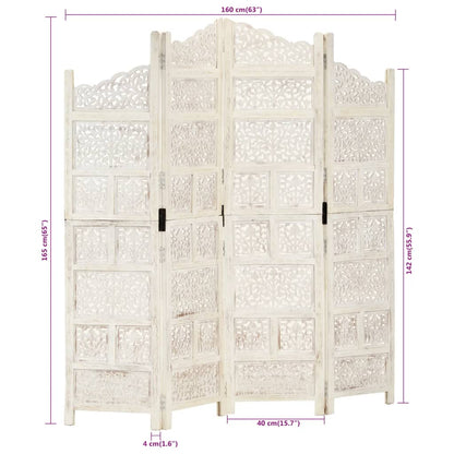 vidaXL Room Divider 4 Panel Folding Privacy Screen for Office Solid Wood Mango