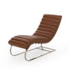 Zarae Modern Channel Stitch Chaise Lounge, Midnight Black and Silver