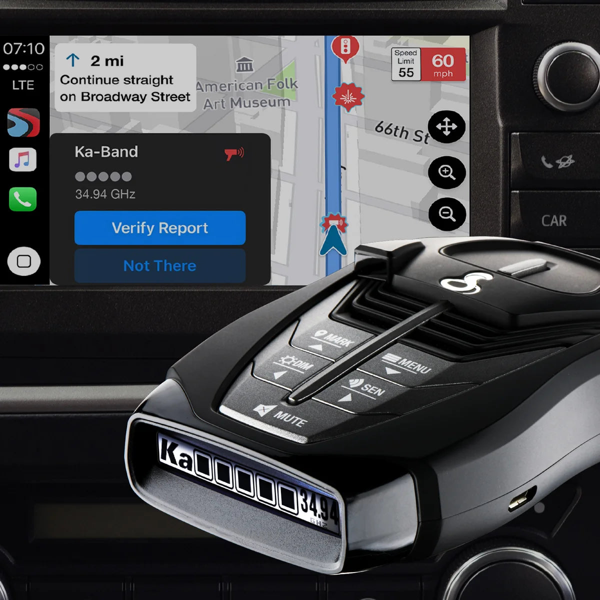 Cobra RAD 480i Connected Radar Detector, Long Range, Bluetooth, Front & Rear Detection + CarPlay (New)