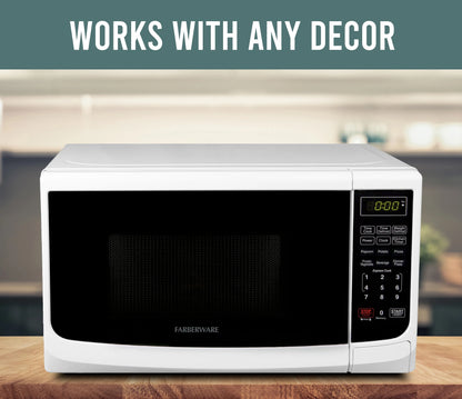 Farberware Countertop Microwave Oven with LED Lighting & Child Lock, 0.7 Cu Ft Black