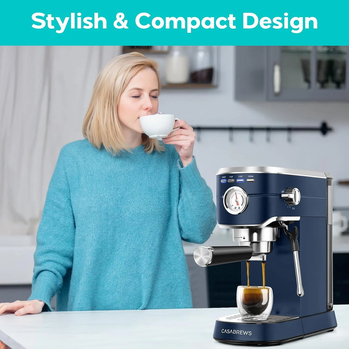 CASABREWS CM5418 20-Bar Espresso Machine and Coffee Maker, Silver