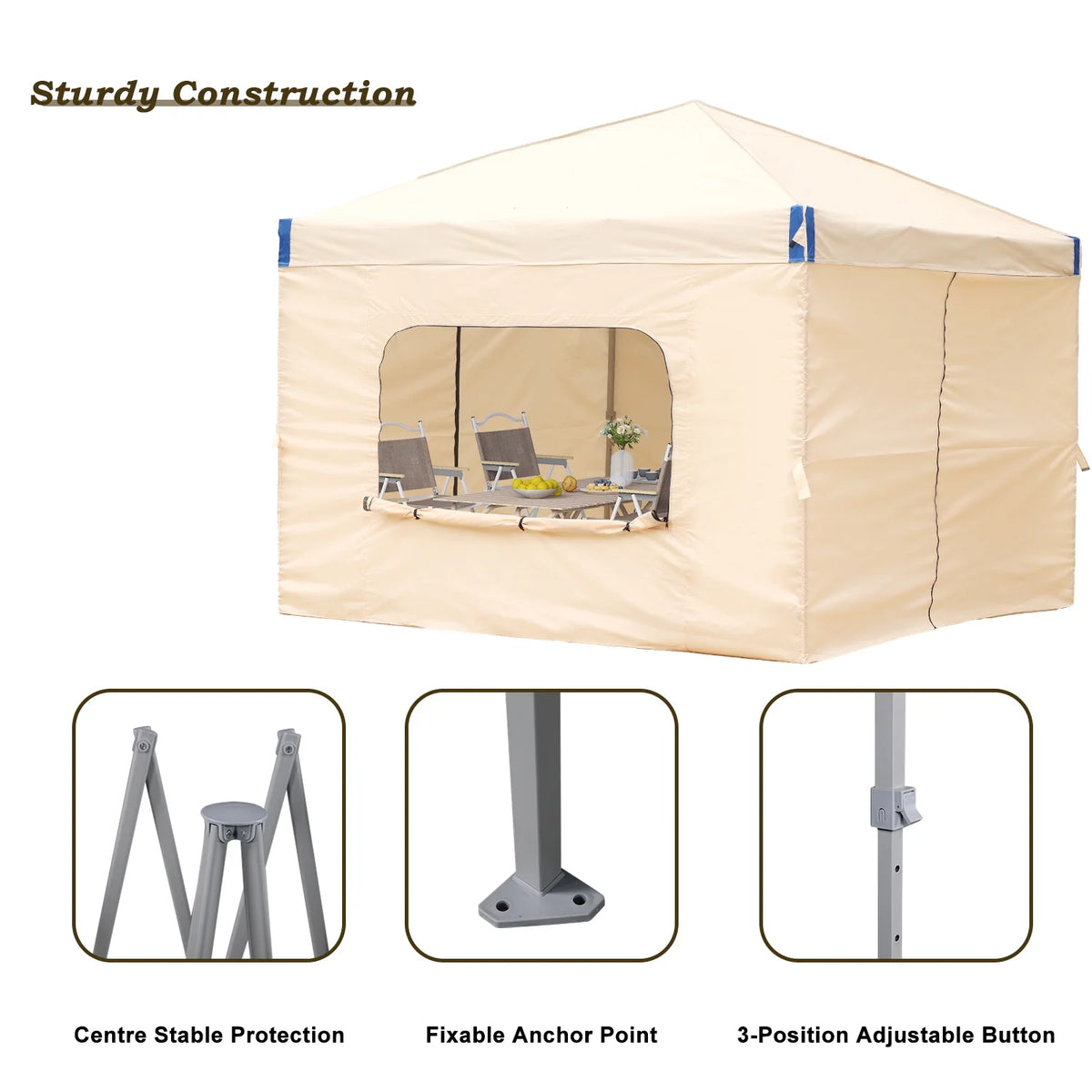 Aoodor Pop Up Canopy Tent with Removable Mesh Window Sidewalls, Portable Instant Shade Canopy with Roller Bag