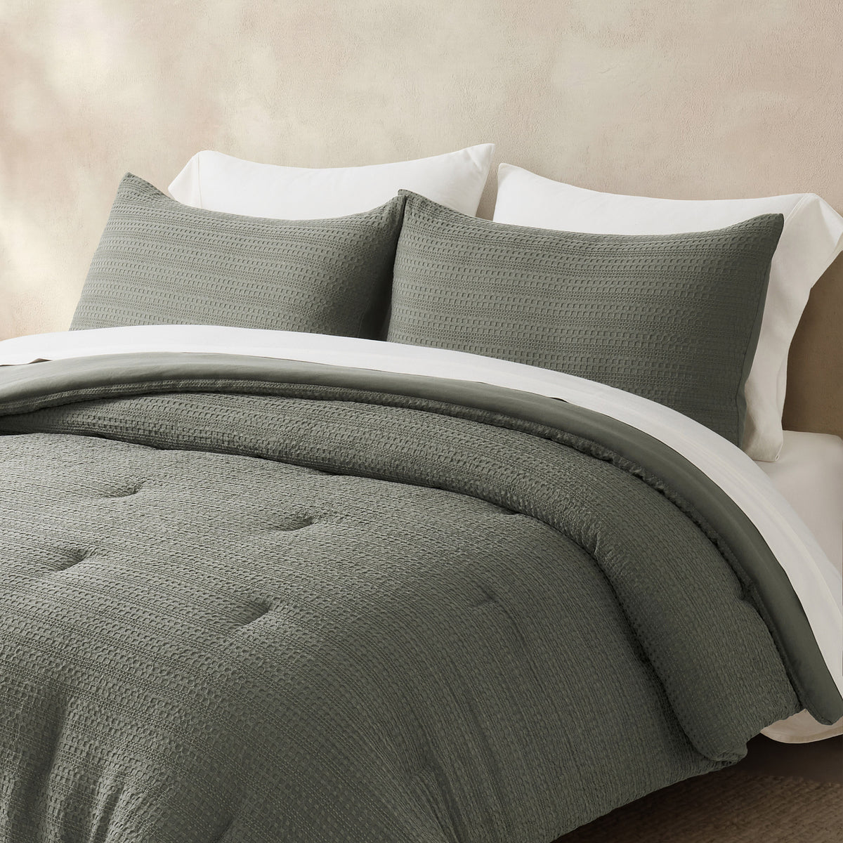 EVERGRACE 3-piece Microfiber Waffle Comforter Set