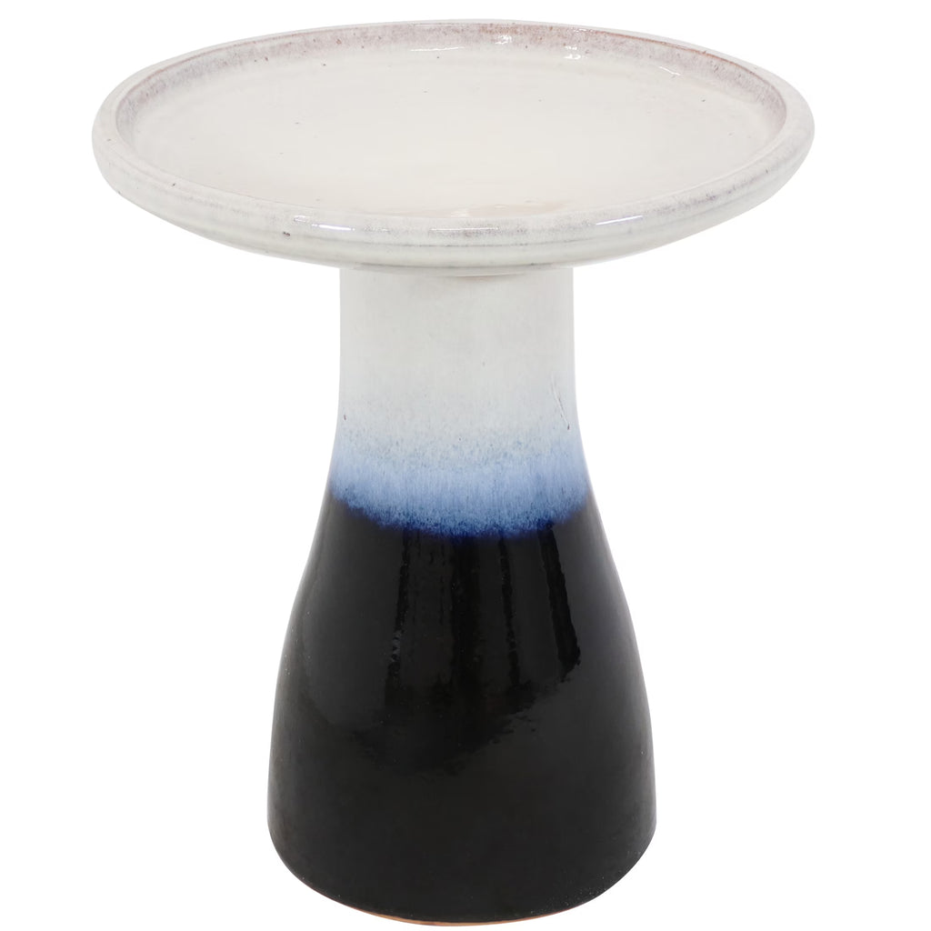 Sunnydaze Freestanding Ceramic Outdoor Bird Bath, Glazed, UV-Resistant Galaxy Blue Finish