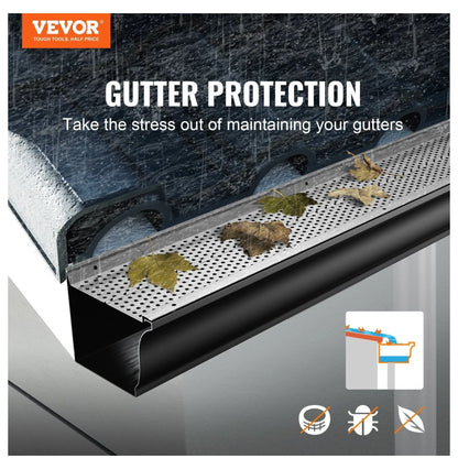 Gutter Guard 5 Inch - Aluminum Leaf Filter, 208ft DIY Gutter Cover - Fits All Roofs