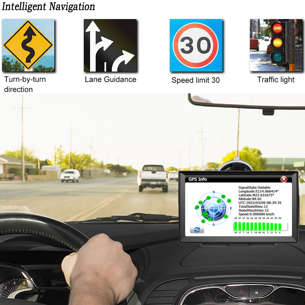 Truck Car GPS Navigation, 9 Inch Trucker GPS Semi 2024 Map, GPS Trucker Commercial, GPS Navigation System, Lifetime Free Map Updates, Spoken Driver Alerts (Upgraded + Avin + BT)