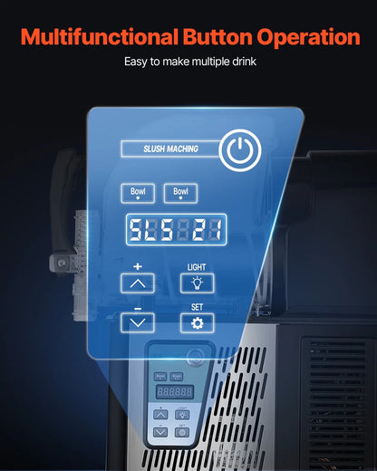 KFFKFF Commercial Slushy Machine, 4L*2 Tank Slushie Machine, Frozen Drink Machine with Temperature Preservation, Slushy Maker Machine