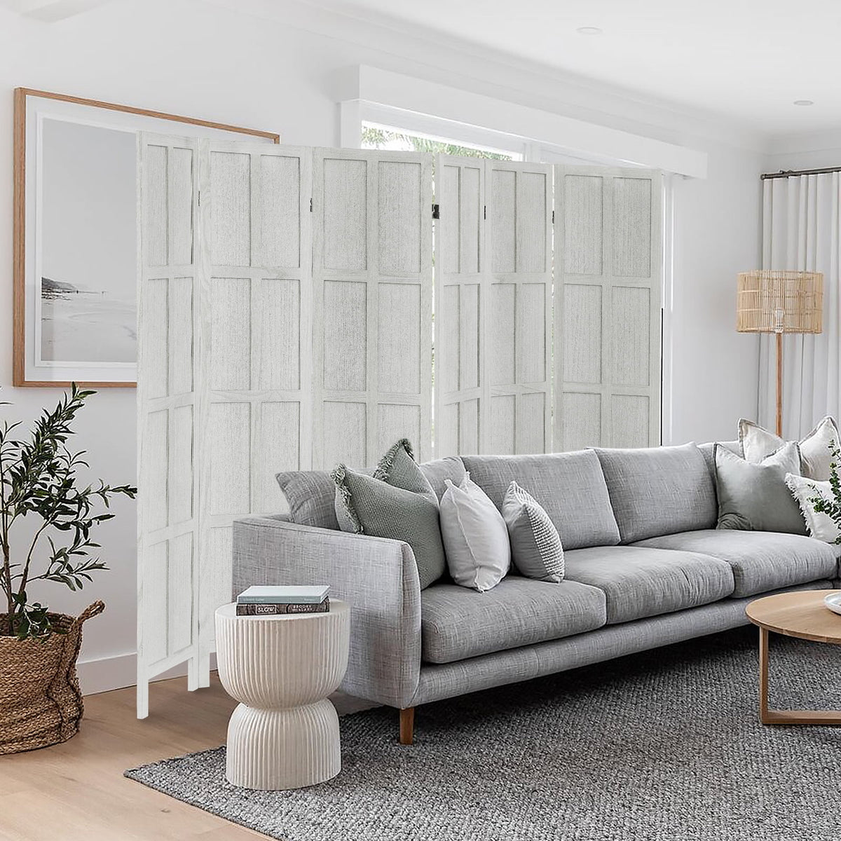Aletheiawu 4 Panel Room Divider Wall and Folding Privacy Screens��No Installation Required��White