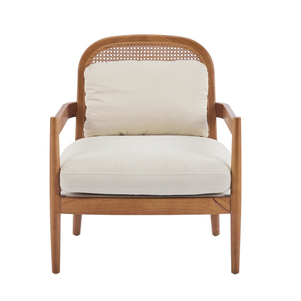 Christopher Knight Home Mid-Century Modern Accent Chairs, Wood Frame with Rattan Backrest, Grayish Green, Set of 2