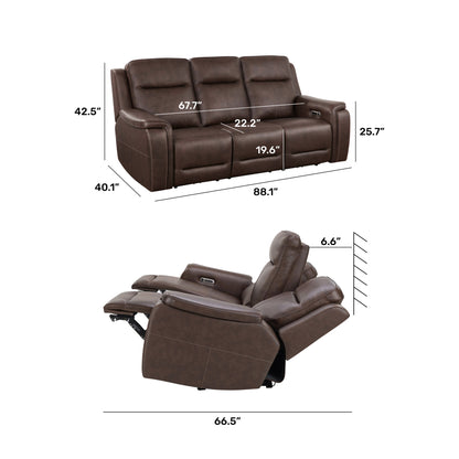 Flexsteel Griffin Italian Leather Power Reclining Sofa with Power Headrests