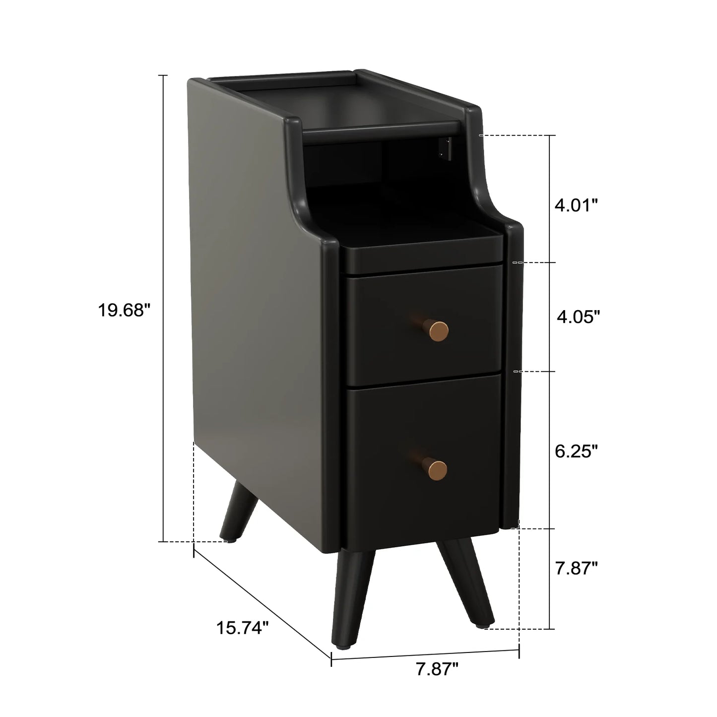 Small Nightstand,Solid Wood Nightstand with Drawers, Walnut Bedside Table for Bedroom