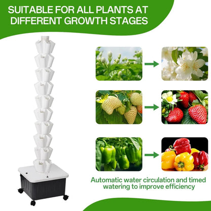 Hydroponic Growing System Tower | Vertical Vegetable Planting Towers | 10-Layer 50 Slots, Hydroponic Growing Kit forHydroponics Towers Garden,Suitable for Balconies, Courtyards, Roofs