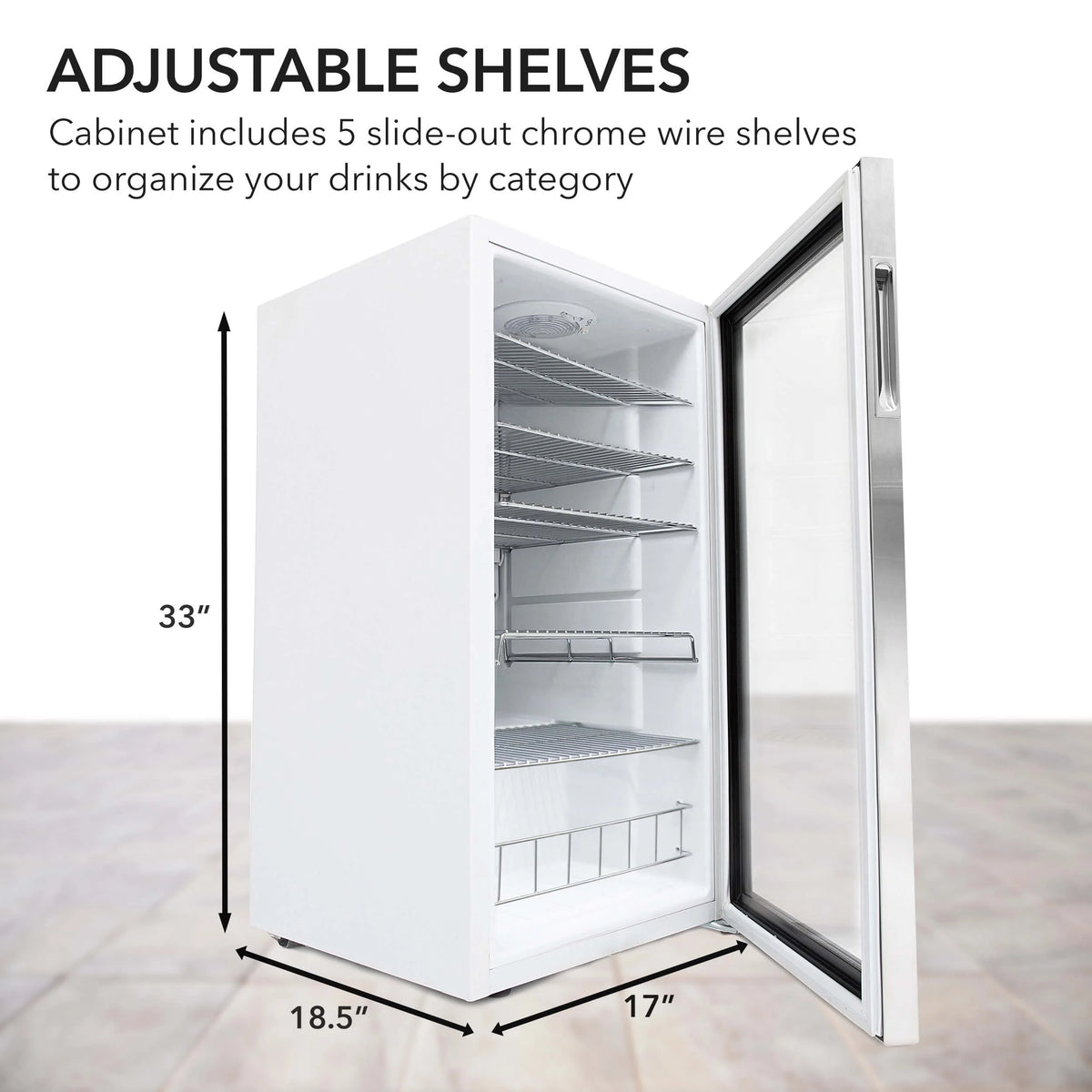 Whynter 3.3 Cubic Foot Beverage Center Fridge with Lock Stainless Steel