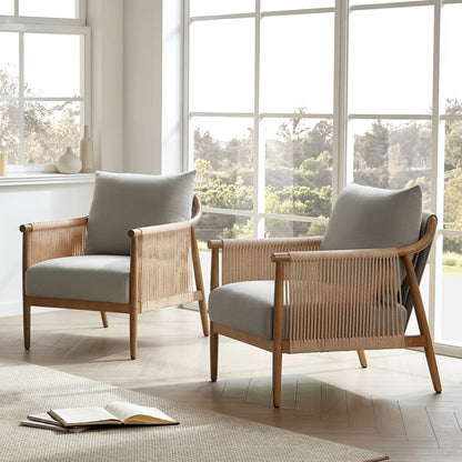 CHITA Modern Accent Chair, Braid Armchair Living Room Chair, Cream