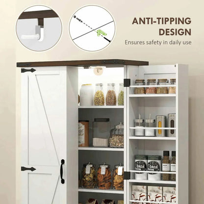 Spaco 17-Tier Kitchen Small Pantry Cabinet with 2 Doors and 6 Adjustable Shelves, Cabinet Pantry, Freestanding 5-Tier Shelving Pantries for Kitchen Storage, Gray
